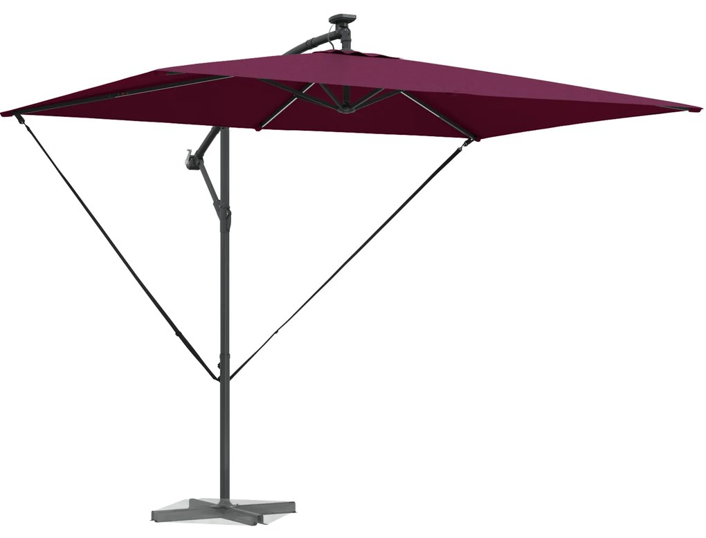 vidaXL Ομπρέλα Cantilever Banana Μπορντό 294 x 200 x 254 εκ.