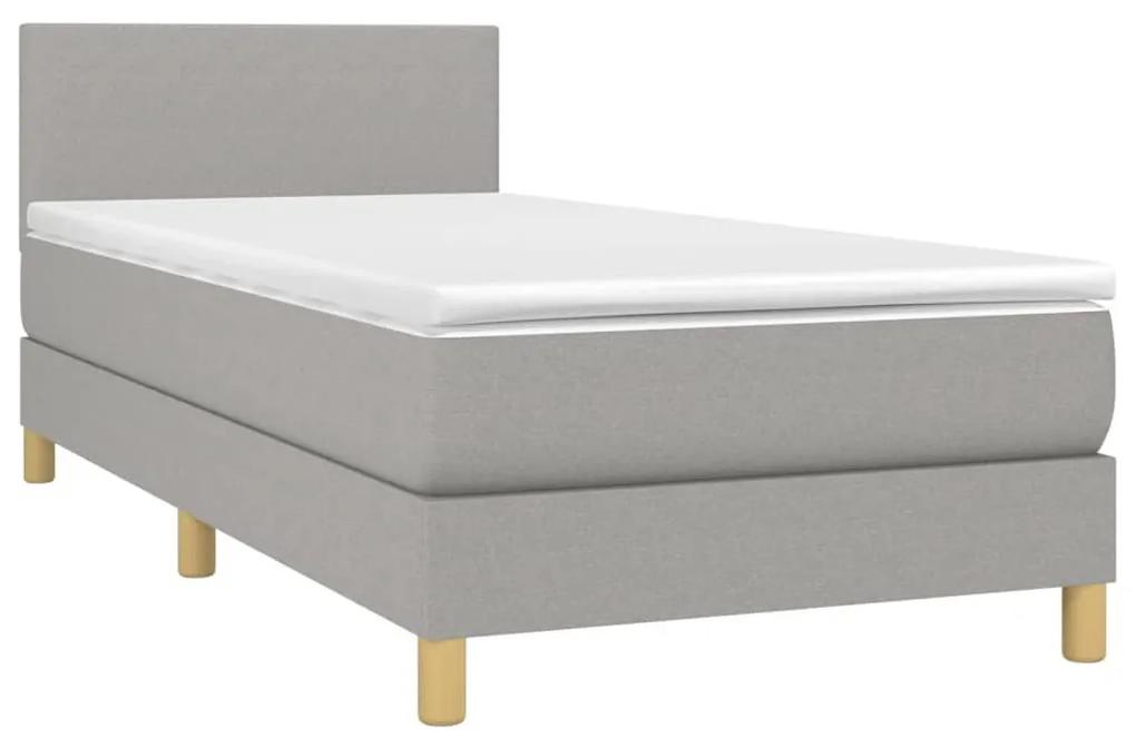 Κρεβάτι Boxspring με Στρώμα Ανοιχτό Γκρι 90x200 εκ. Υφασμάτινο - Γκρι