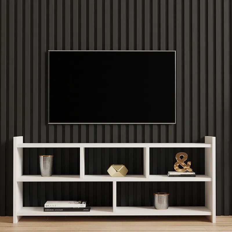 Έπιπλο τηλεόρασης Kapri pakoworld σε λευκή απόχρωση 120x28x55εκ (1 τεμάχια)