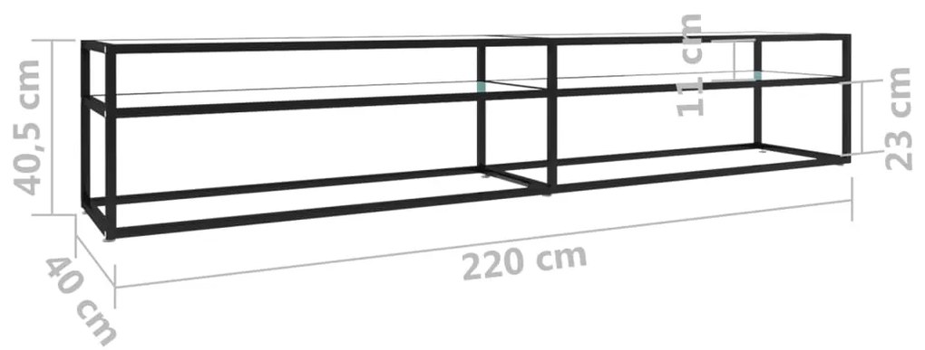vidaXL Έπιπλο Τηλεόρασης Λευκό Όψη Μαρμάρου 220x40x40,5εκ Ψημένο Γυαλί