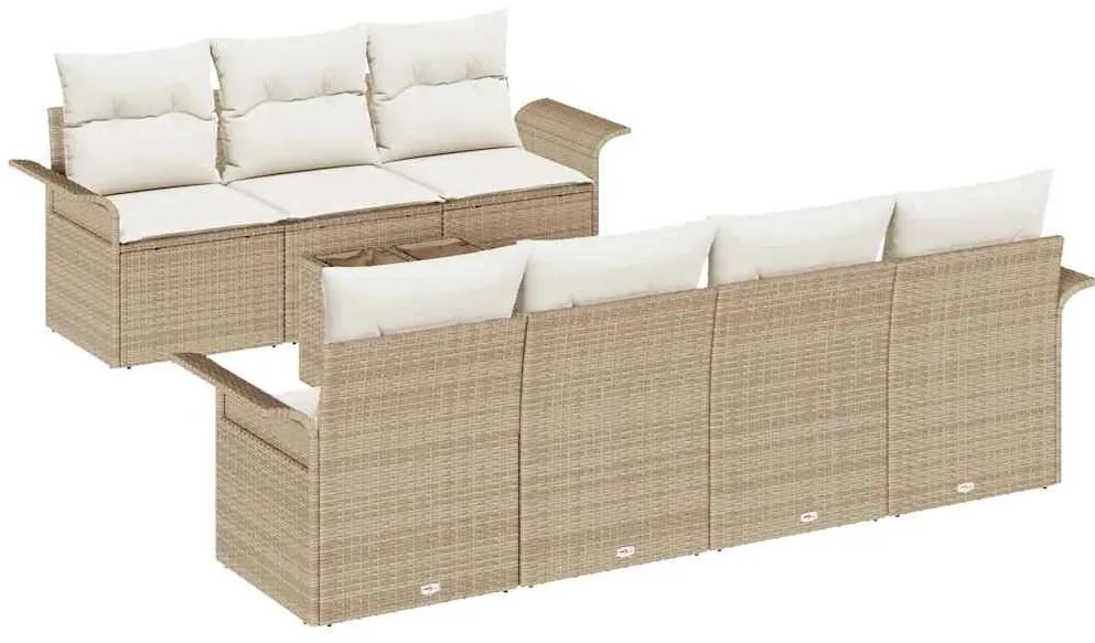 vidaXL Σετ Καναπέ Κήπου 8 pcs Μπεζ Πολυ ράταν