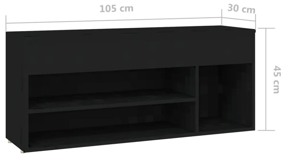 Παπουτσοθήκη Μαύρη 105 x 30 x 45 εκ. από Επεξ. Ξύλο - Μαύρο