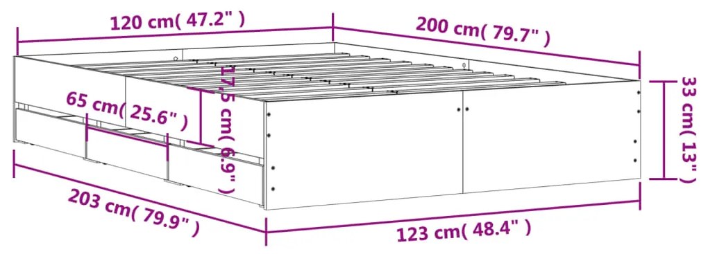 ΠΛΑΙΣΙΟ ΚΡΕΒΑΤΙΟΥ ΜΕ ΣΥΡΤΑΡΙΑ ΓΚΡΙ ΣΚΥΡ. 120X200 ΕΚ. ΕΠΕΞ. ΞΥΛΟ 3207283