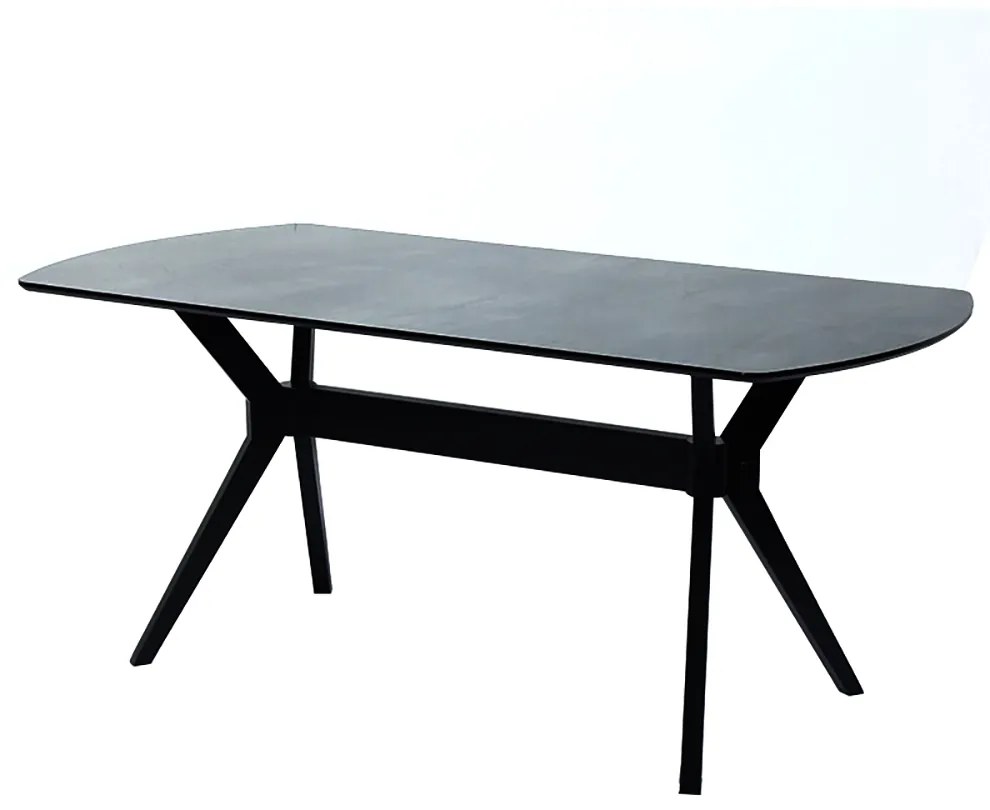 Artekko Ares Τραπέζι από Plexiglass και MDF με Εφέ Μαρμάρου και Μαύρη Μεταλλική Βάση (183x93x75)cm Artekko 783-0025