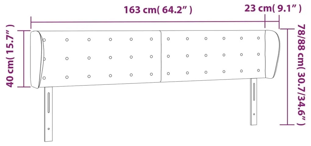 Κεφαλάρι με Πτερύγια Σκούρο Μπλε 163x23x78/88 εκ. Βελούδινο 3117636