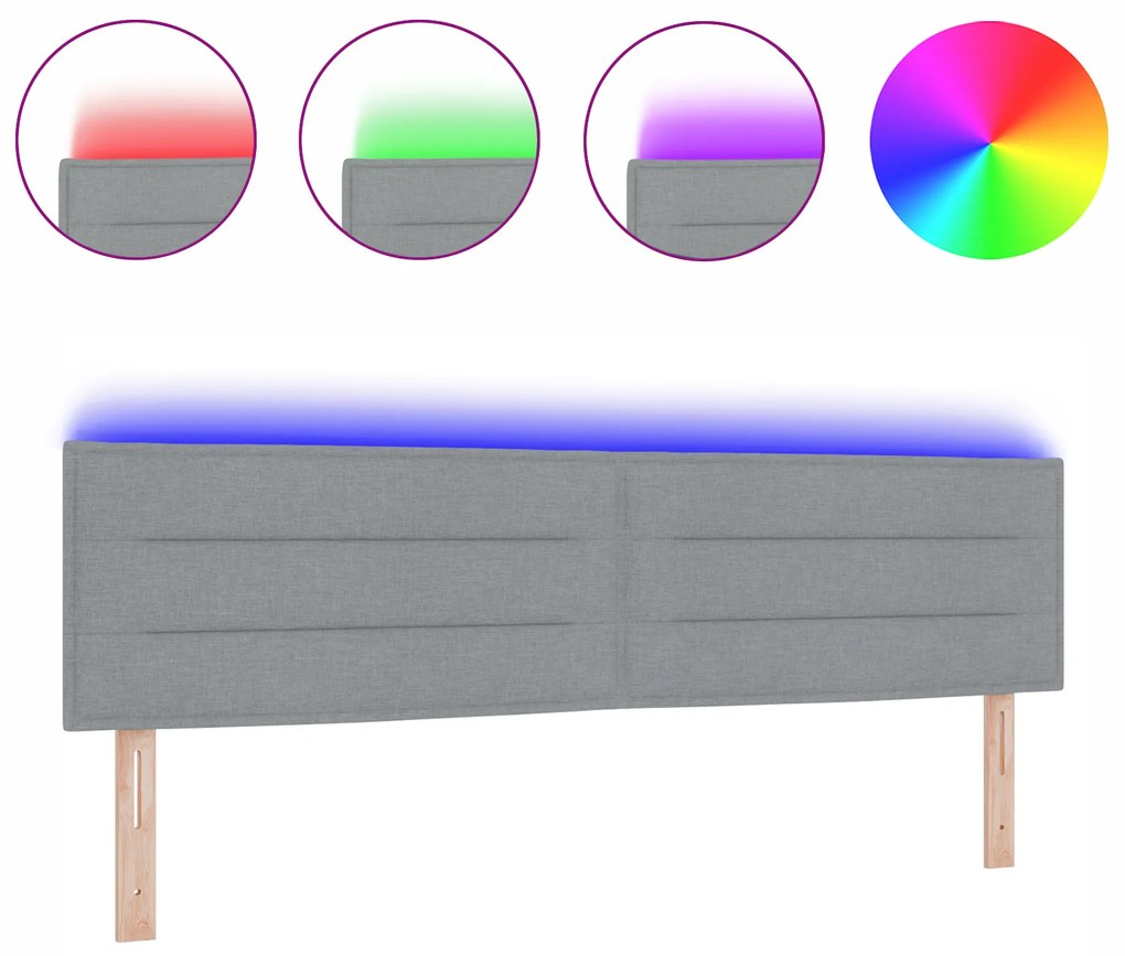 vidaXL LED Κεφαλάρι Σχεδίαση Γραμμών Ανοιχτό Γκρι 90 εκ Ύφασμα