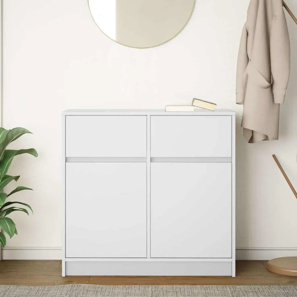 vidaXL Συρταριέρα με Συρτάρια Λευκή 80x34x76 εκ. από Επεξ. Ξύλο