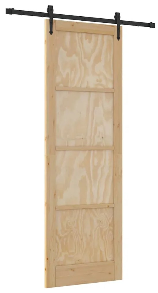 vidaXL Συρόμενη Πόρτα Χειροκίνητος Καφέ 78 x 232 cm Μασίφ ξύλο πεύκου