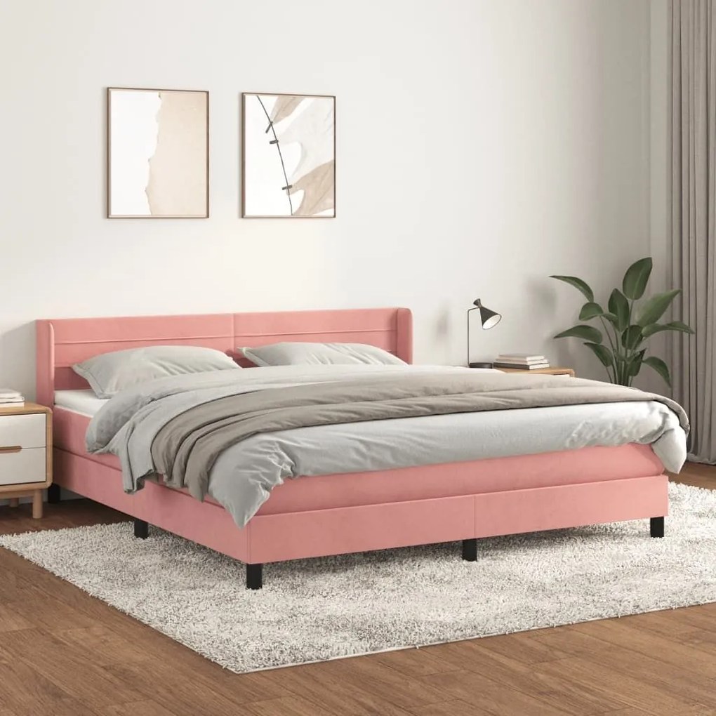 ΚΡΕΒΑΤΙ BOXSPRING ΜΕ ΣΤΡΩΜΑ ΡΟΖ 180X200 ΕΚ. ΒΕΛΟΥΔΙΝΟ 3131038