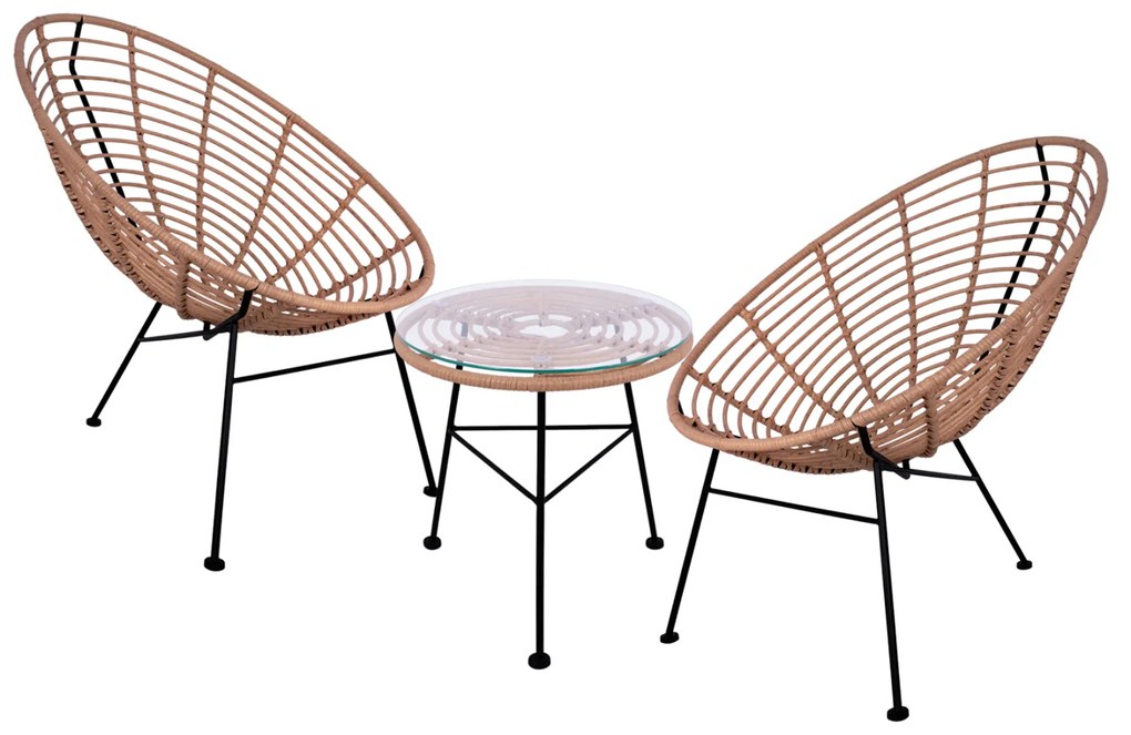 ΣΕΤ ΕΞΩΤΕΡΙΚΟΥ ΧΩΡΟΥ 3ΤΜΧ ALLEGRA HM10335 ΜΠΕΖ WICKER-ΜΕΤΑΛΛΟ