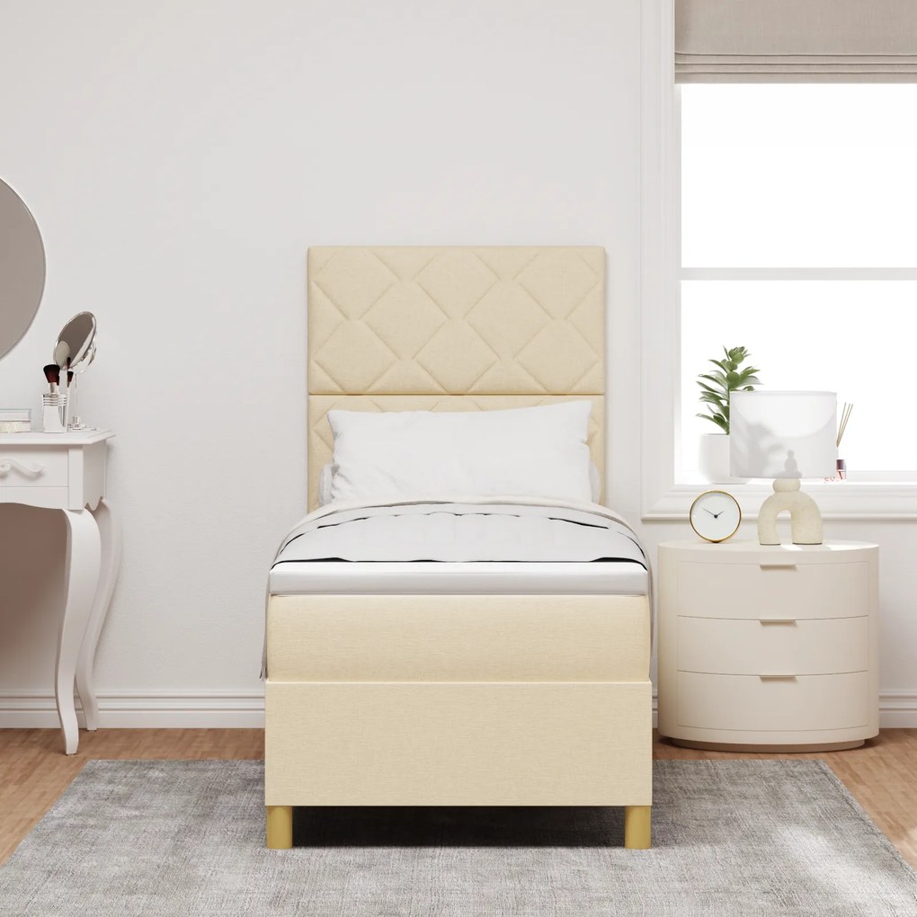 vidaXL Κρεβάτι με ελατήρια με στρώμα Κρεμ 80 x 200 cm ύφασμα