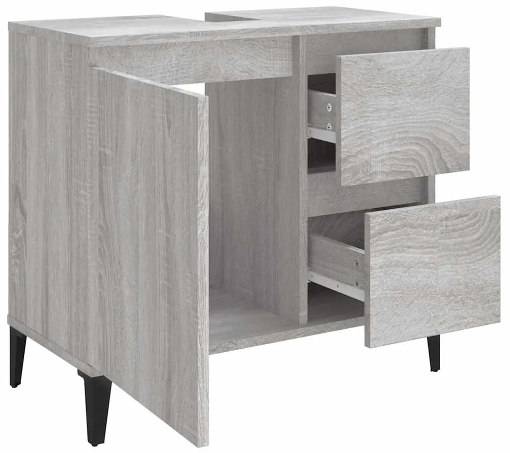 vidaXL Ντουλάπι Μπάνιου Γκρι Sonoma 65x33x60 εκ. Επεξεργασμένο Ξύλο