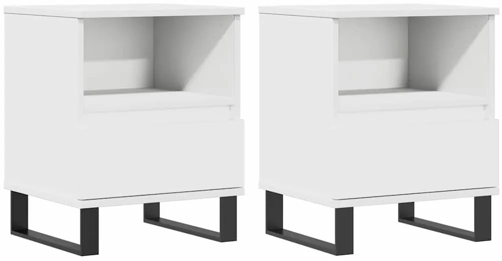 vidaXL Κομοδίνα Λευκά 2 τεμ. 40 x 35 x 50 εκ. από Επεξεργασμένο Ξύλο