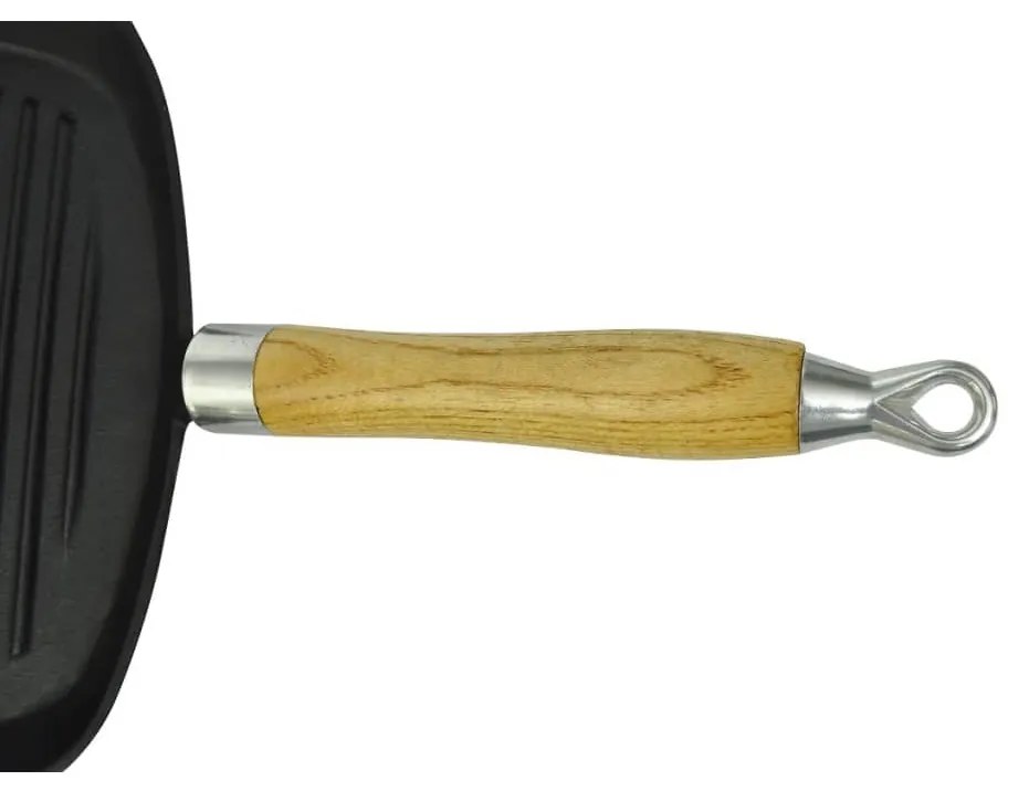 vidaXL Τηγάνι Γκριλιέρα 20 x 20 εκ. από Χυτοσίδηρο με Ξύλινη Λαβή