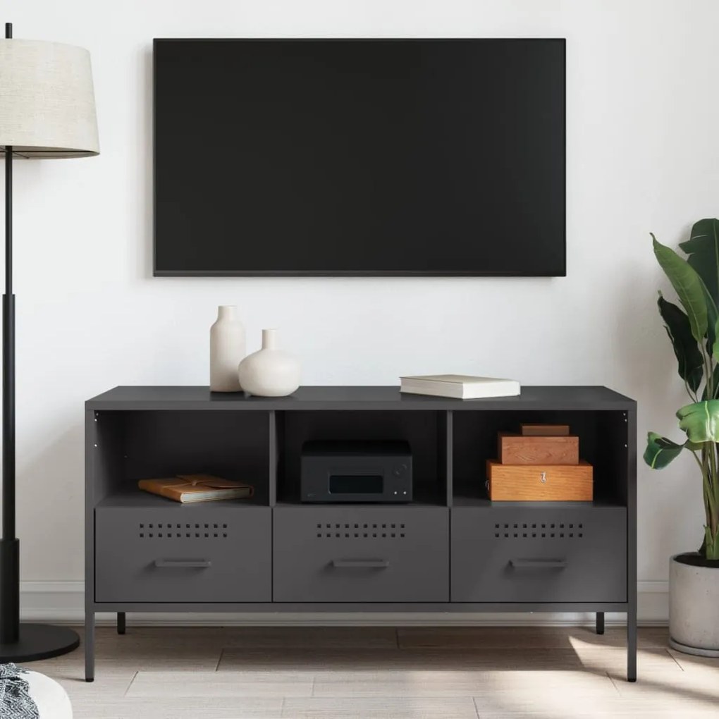 vidaXL Έπιπλο Τηλεόρασης Μαύρο 100,5x39x50,5 εκ. Ατσάλινο
