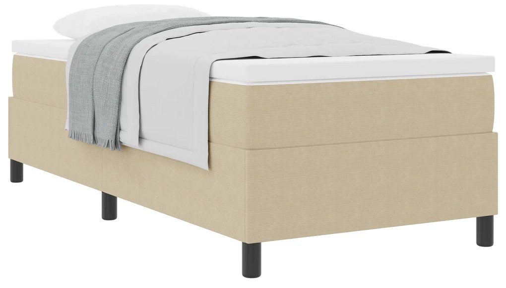 vidaXL Κρεβάτι Box Spring με Στρώμα σε Ανοιχτό Πράσινο και Γκρι, 90 x 200 εκ., Μαλακό Βαμβακερό Ύφασμα