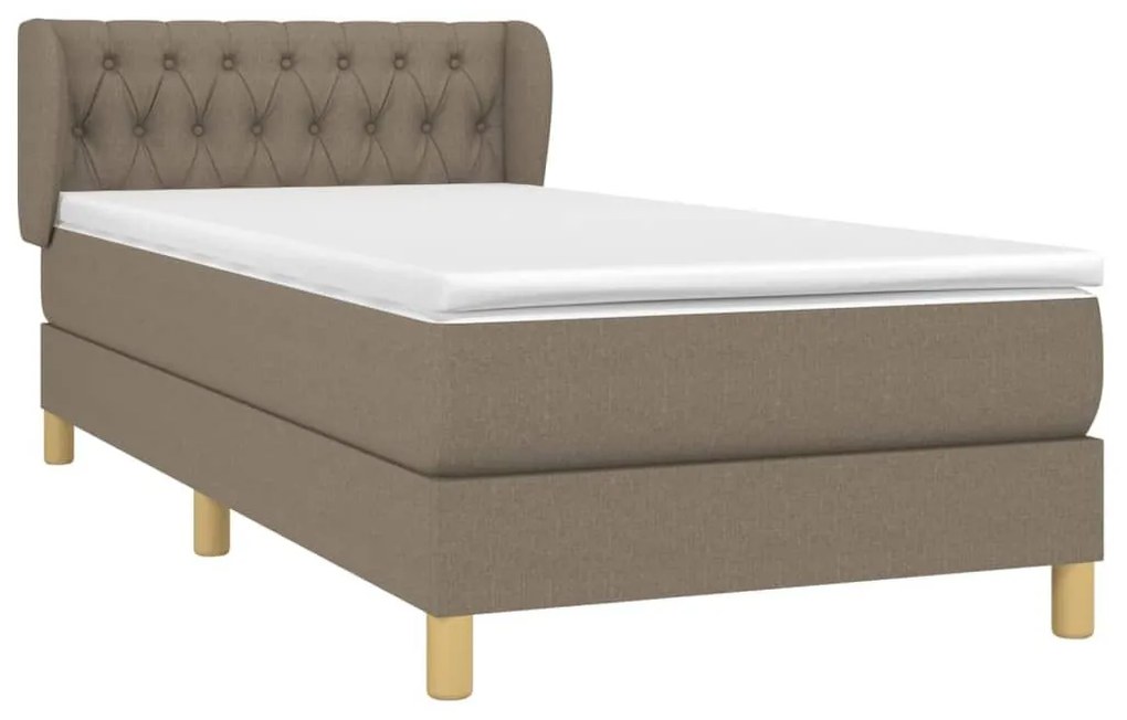 Κρεβάτι Boxspring με Στρώμα Taupe 90x200 εκ. Υφασμάτινο - Μπεζ-Γκρι