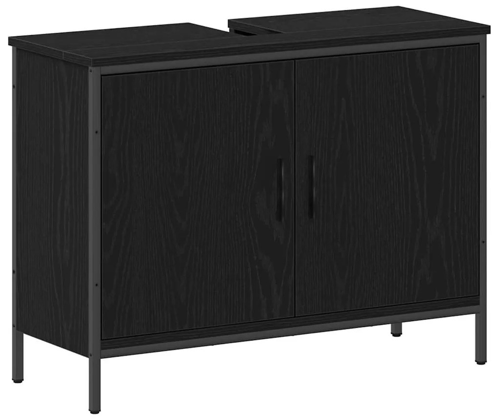 vidaXL Σετ Επίπλων Μπάνιου με ράφι Άλλο 4 pcs Μαύρο 33 x 33 x 185.5 εκ