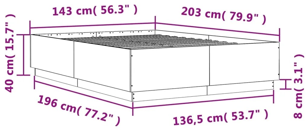 ΠΛΑΙΣΙΟ ΚΡΕΒΑΤΙΟΥ ΜΕ ΦΩΤΑ LED ΓΚΡΙ ΣΚΥΡ. 140X200 ΕΚ. ΕΠΕΞ. ΞΥΛΟ 3209614