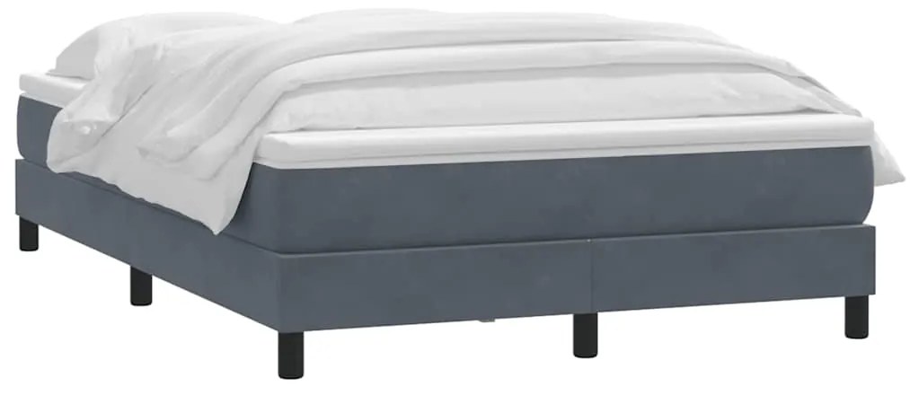 vidaXL Κρεβάτι Boxspring με Στρώμα Σκούρο Γκρι 140x210 εκ. Βελούδινο