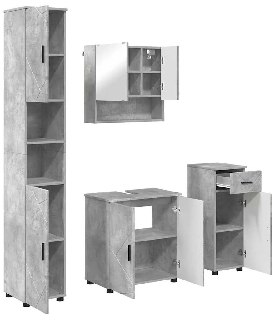 vidaXL Σετ Επίπλων Μπάνιου 4 pcs Γκρι σκυροδέματος 61 x 35 x 64 εκ.