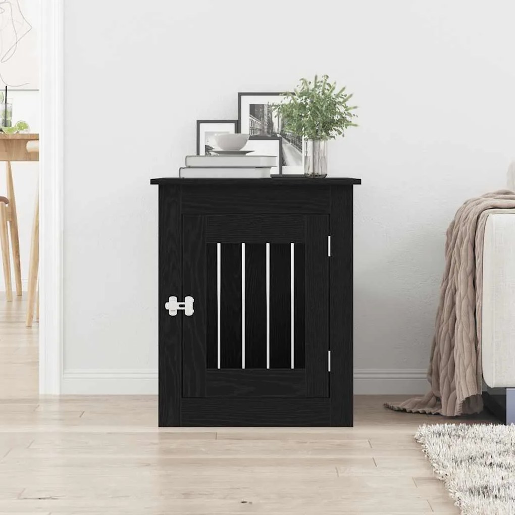 vidaXL Έπιπλα Κλουβιού για Σκύλους Μαύρο Δρυς 75x55x65 εκ. από Τεχνητό Ξύλο