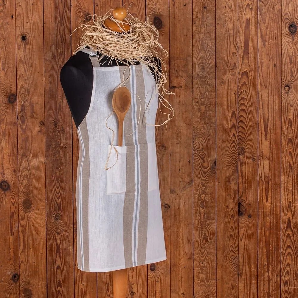 Ποδιά Κουζίνας Pepper Stripe Mocca Melinen 60x75cm 100% Cotton