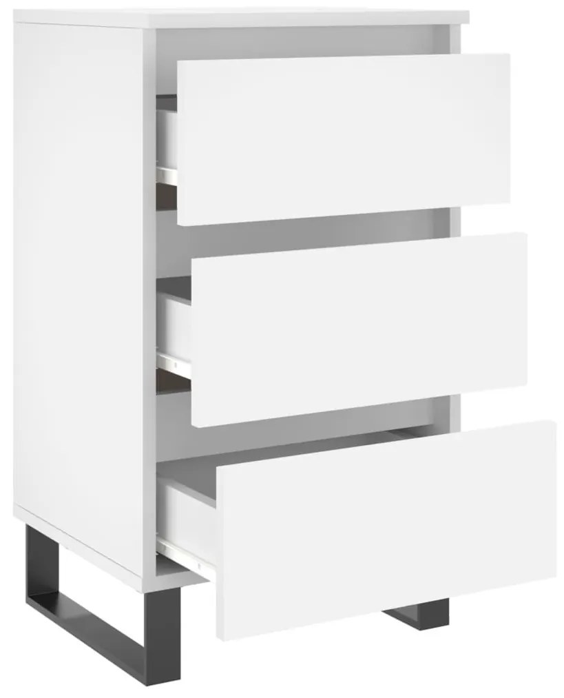 Κομοδίνα 2 τεμ. Λευκά 40 x 35 x 69 εκ. από Επεξεργασμένο Ξύλο - Λευκό