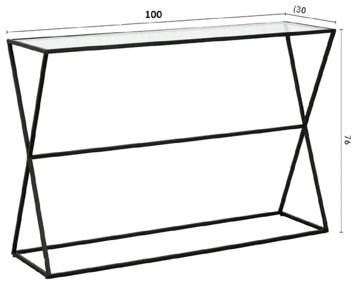 Κονσόλα Loujie μαύρο μέταλλο-γυαλί 100x30x76εκ