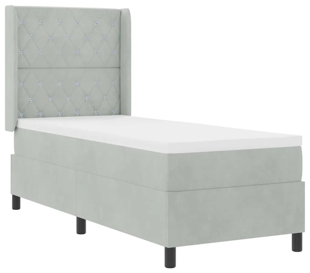 vidaXL Κρεβάτι με ελατήρια Ανοιχτό γκρι 80 x 200 cm Βελούδο