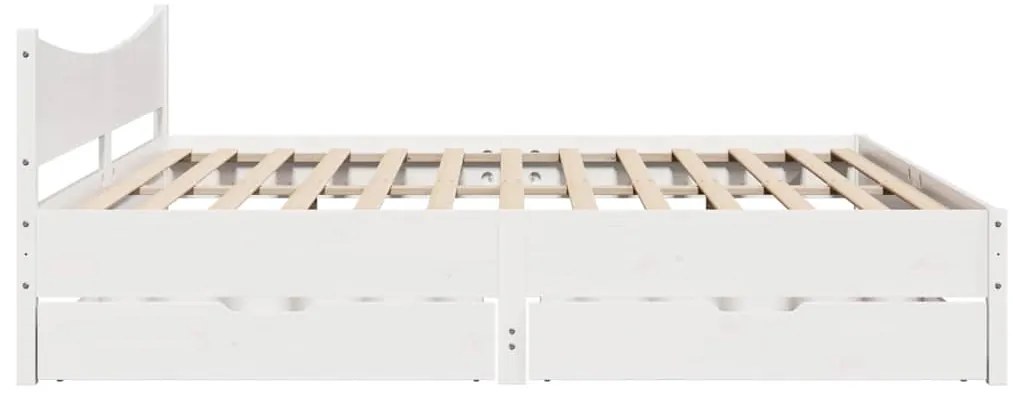 vidaXL Πλαίσιο Κρεβατιού Συρτάρια Λευκό 200x200 εκ. Μασίφ Ξύλο Πεύκου