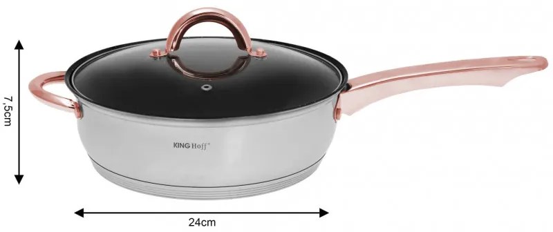Σετ κατσαρόλες και τηγάνια Kinghoff KH 1765, 12 h, επαγωγή, Inox/ροζ χρυσό