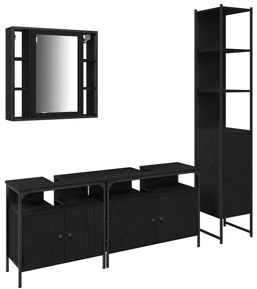 vidaXL Σετ Ντουλαπιών Μπάνιου 4 pcs Μαύρη δρυς 33 x 33 x 185.5 εκ