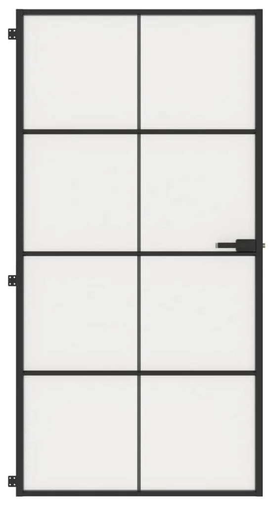 vidaXL Εσωτερική Πόρτα Μαύρη 102,5x201,5 εκ. Ψημένο Γυαλί & Αλουμίνιο