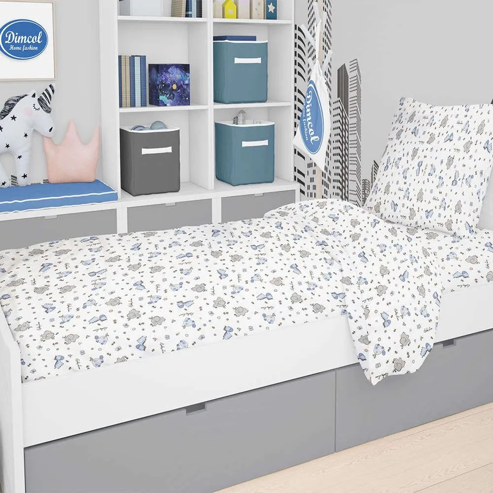 Πάπλωμα Παιδικό Elephant 174 Blue DimCol Μονό 160x240cm 100% Cotton