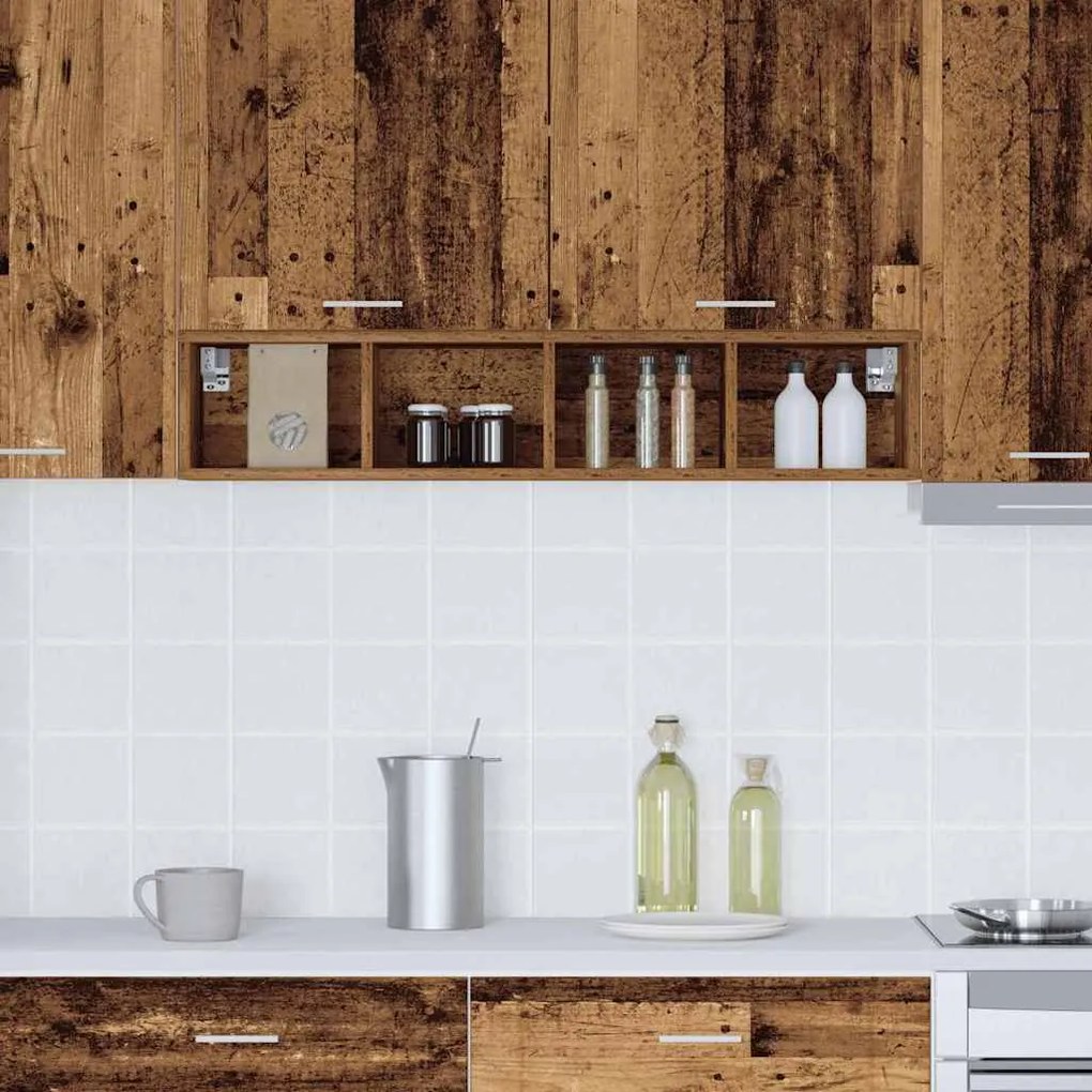 vidaXL Κρεμαστό ντουλάπι με αποθήκευση Παλιό ξύλο 20 x 29,5 x 100 εκ.