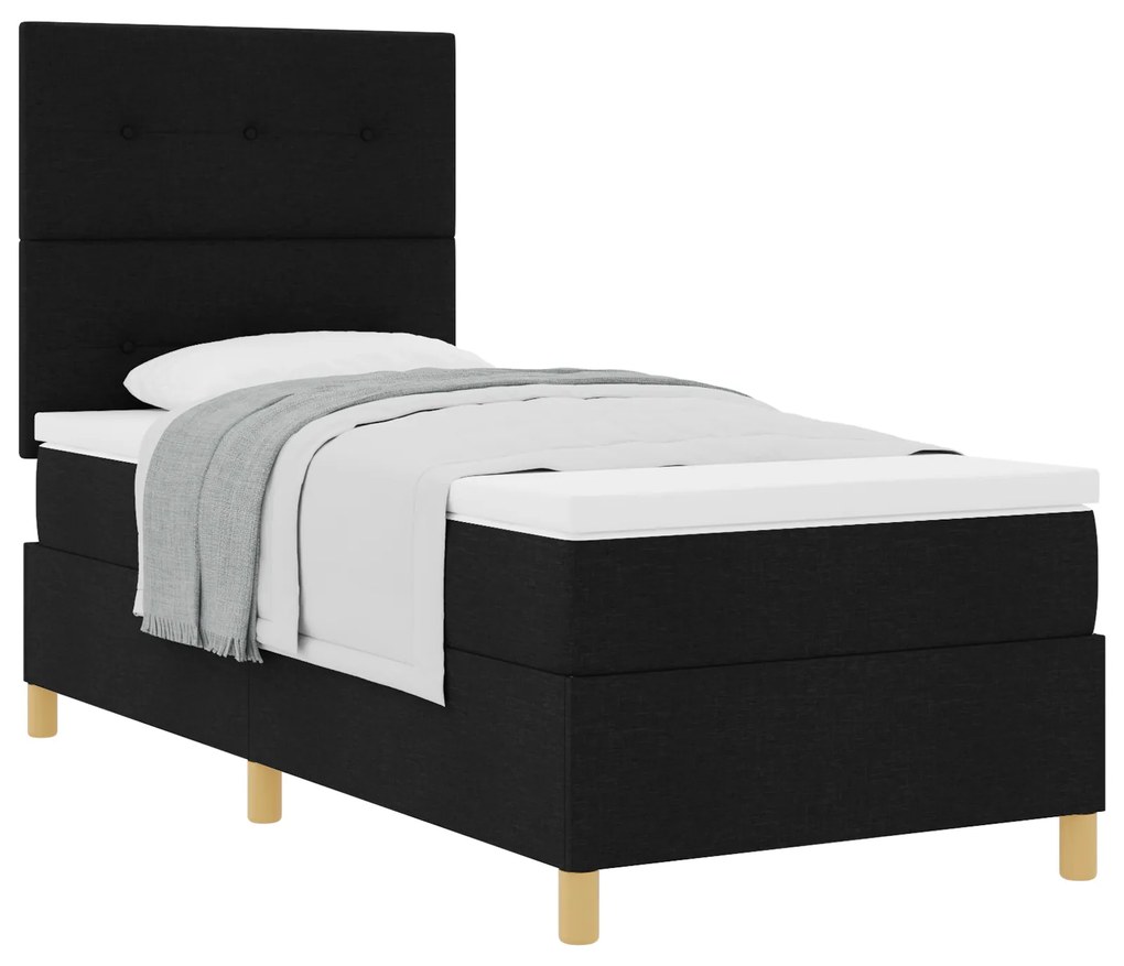 vidaXL ΚαBed με Μοχλό και Στρώμα Μαύρο 80x200 εκ. Υφάσματος