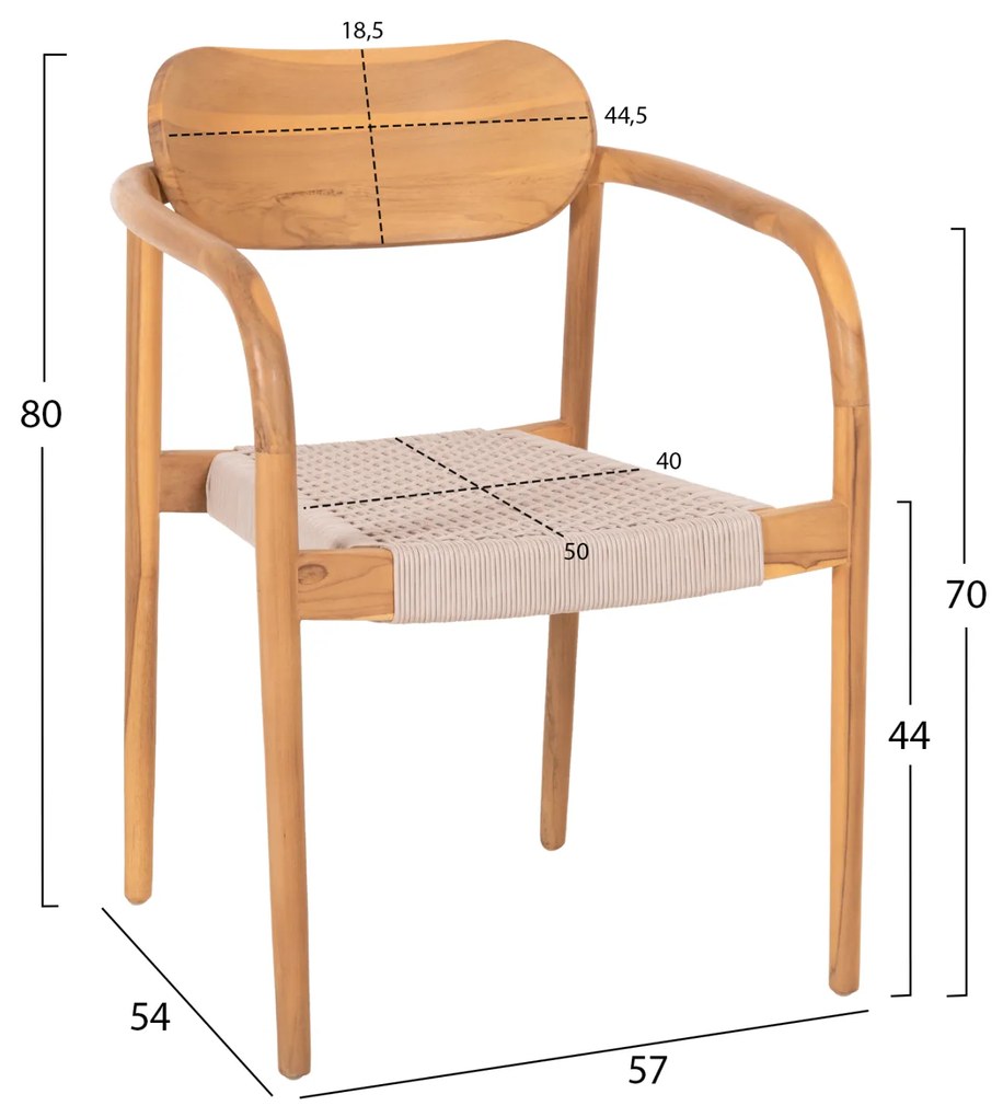 ΠΟΛΥΘΡΟΝΑ OSLO HM9636.07 ΞΥΛΟ TEAK ΦΥΣΙΚΟ &amp; ΜΠΕΖ ΣΧΟΙΝΙ 55x54x80Yεκ. - 0615273 - HM9636.07