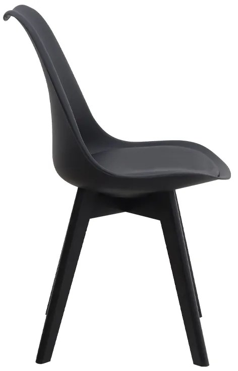 Καρέκλα τραπεζαρίας Viva Megapap PP - PU μαύρο - ξύλινο μαύρο πόδι 48,5x54x80εκ.