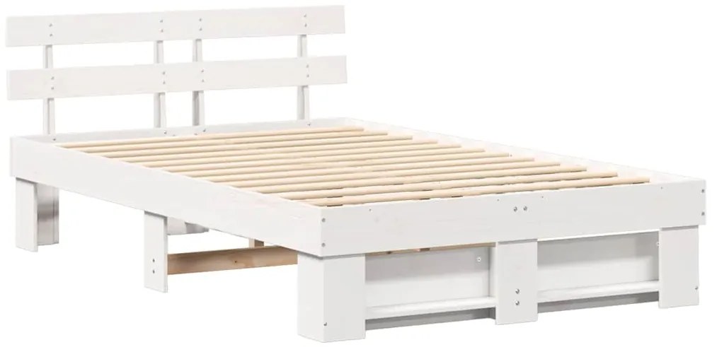 vidaXL Σκελετός Κρεβατιού Λευκό 135 x 190 cm Στερεά ξυλεία πεύκου