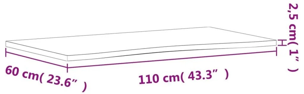 Επιφάνεια Εργασίας 110x(55-60)x2,5 εκ. από Μασίφ Ξύλο Οξιάς - Καφέ