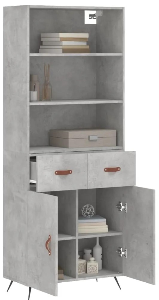 vidaXL Ντουλάπι Γκρι Σκυροδέματος 69,5x34x180 εκ. Επεξεργασμένο Ξύλο