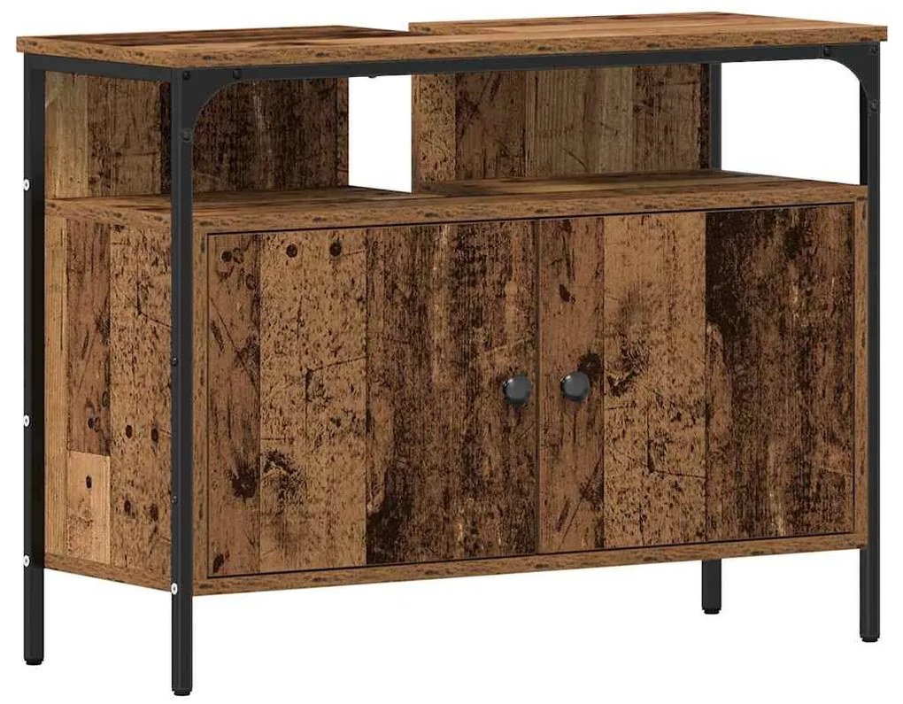 vidaXL Μονάδες Νιπτήρα Μπάνιου με ράφι 3 pcs Καφέ Επεξεργασμένο ξύλο