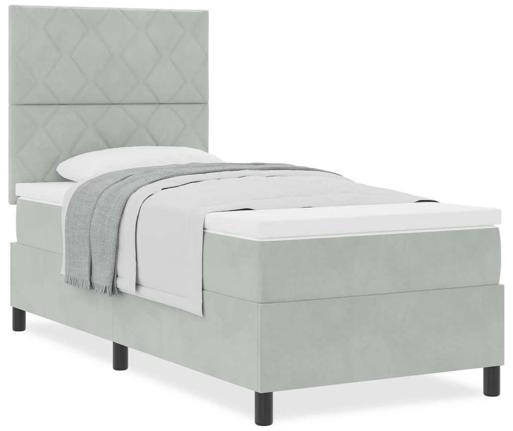 vidaXL Κρεβάτι με Στρώμα Light Grey 90x200 cm Βελούδο