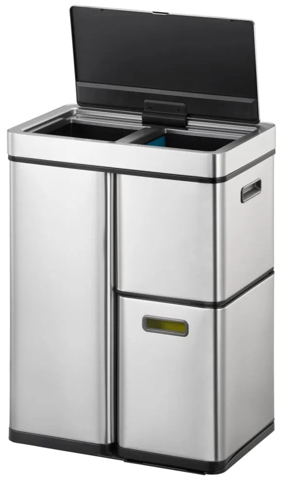 EKO Κάδος με Αισθητήρα Mirage Plus Ματ Ασημί 1x30 Λίτρα + 2x15 Λίτρα