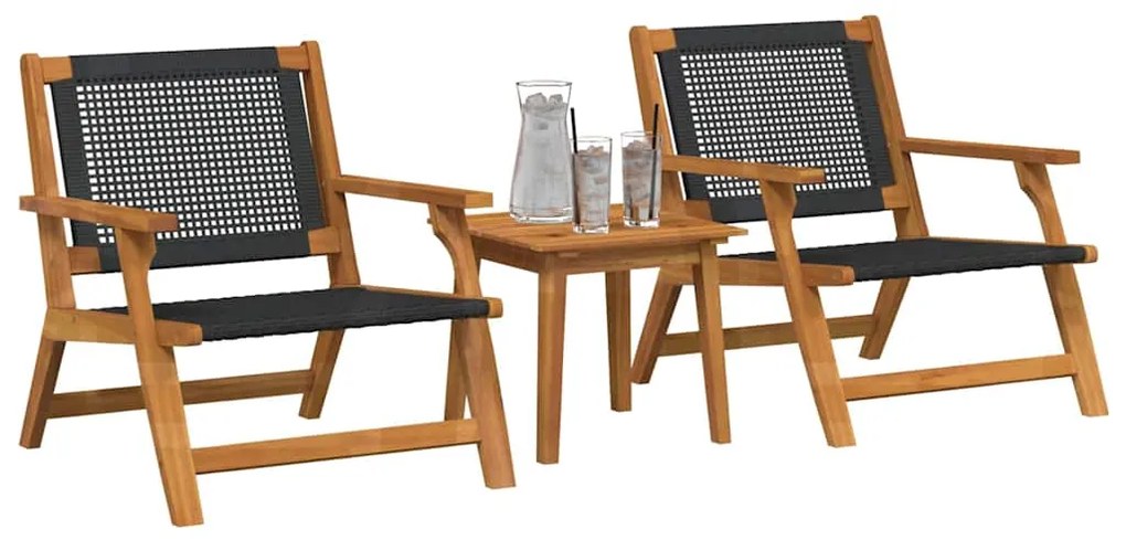 vidaXL Κήπου Καρέκλες με Τραπέζι 3 pcs Μαύρο 45 x 45 x 40 cm