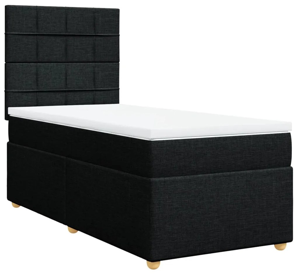 vidaXL Κρεβάτι Boxspring με Στρώμα Μαύρο 90x190 εκ.Υφασμάτινο