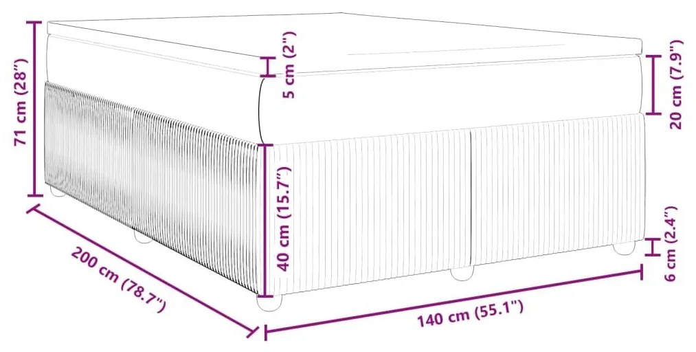 Κρεβάτι Boxspring με Στρώμα Μπλε 140x200 εκ. Υφασμάτινο - Μπλε