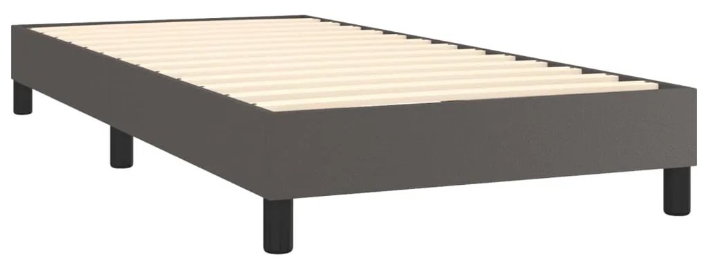 vidaXL Κρεβάτι Boxspring με Στρώμα Γκρι 90x190 εκ. από Συνθετικό Δέρμα