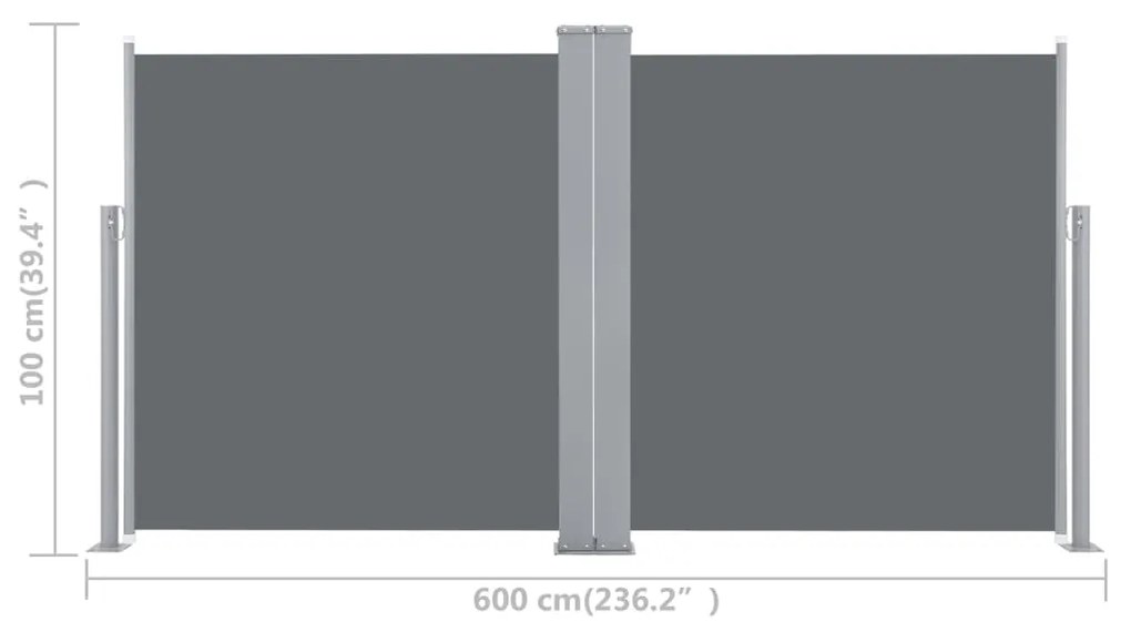 Σκίαστρο Πλαϊνό Συρόμενο Ανθρακί 100 x 600 εκ. - Ανθρακί